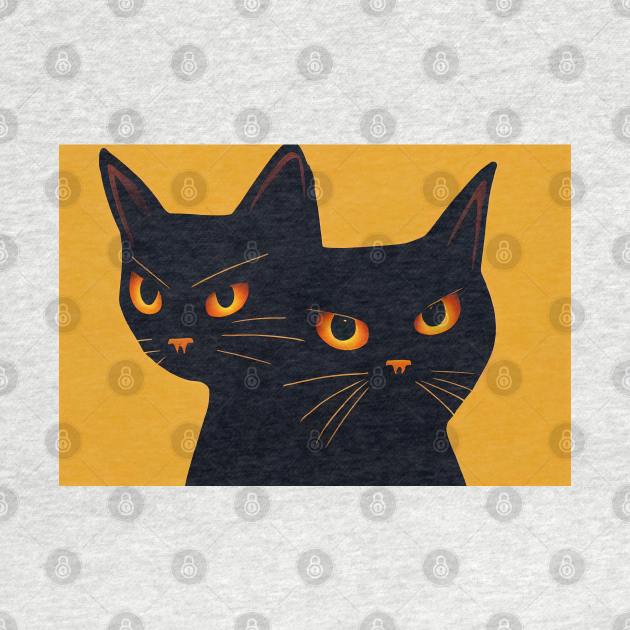 Two black cat looks strange , Twin personality , Depression by DyeruArt